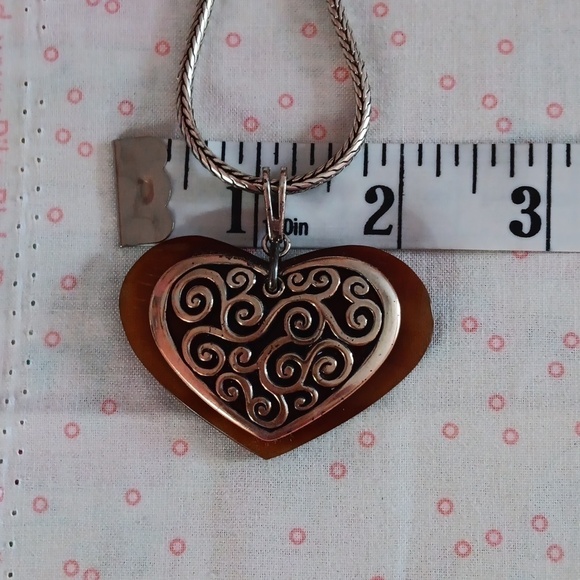 Brighton Amber and Silver Heart Wheat Chain Necklace - Picture 9 of 12